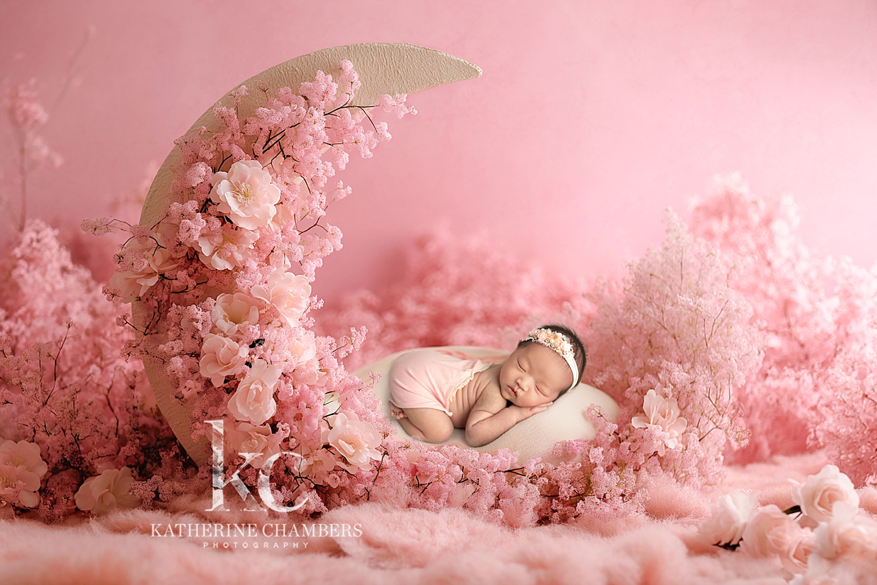 Floral Moon Newborn Photo