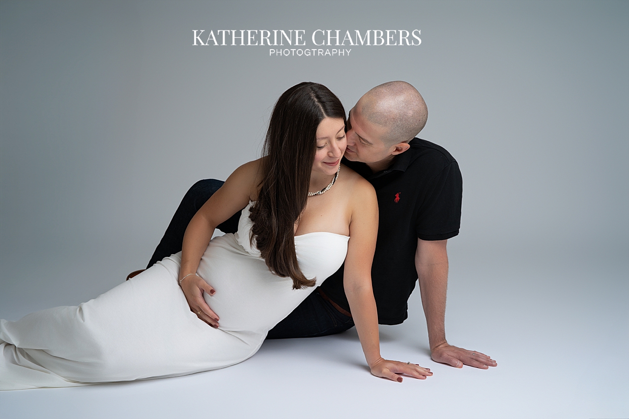Modern maternity portrait in the studio