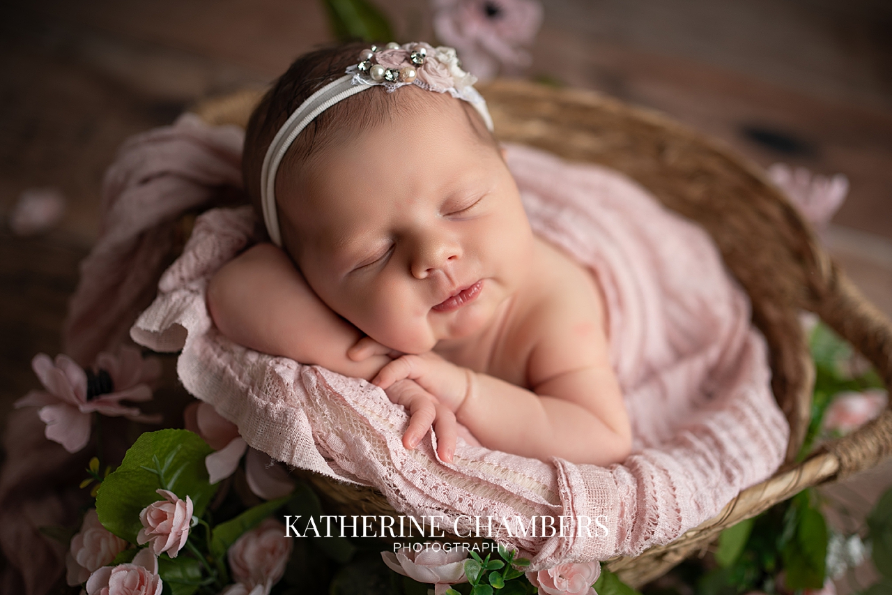Floral newborn photo