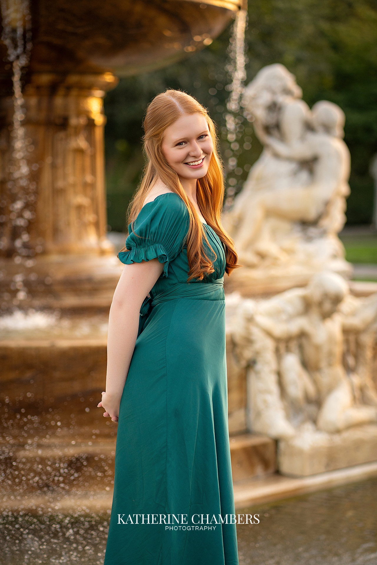 Cleveland senior photos featuring Josie on the museum grounds.