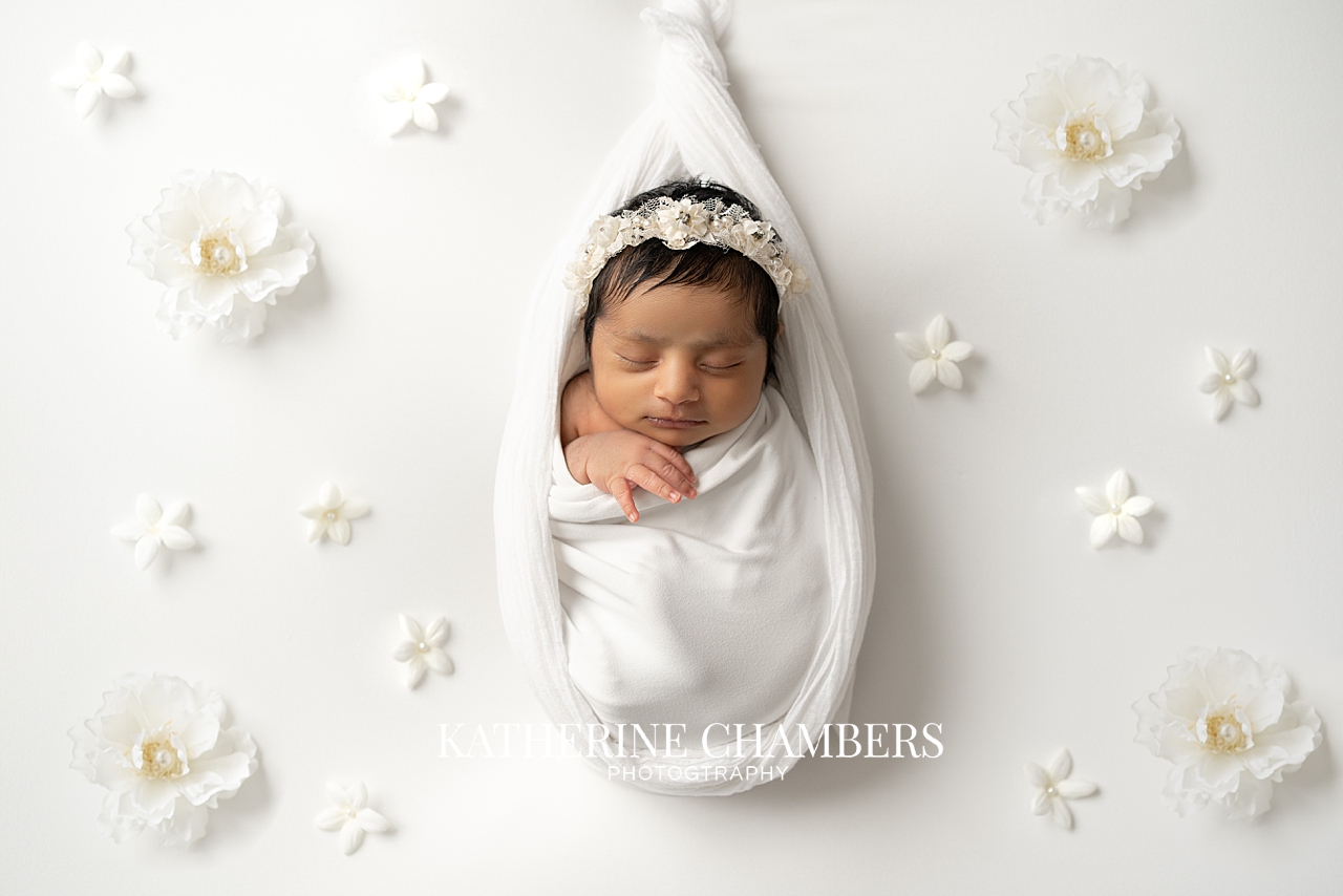 Floral newborn photo