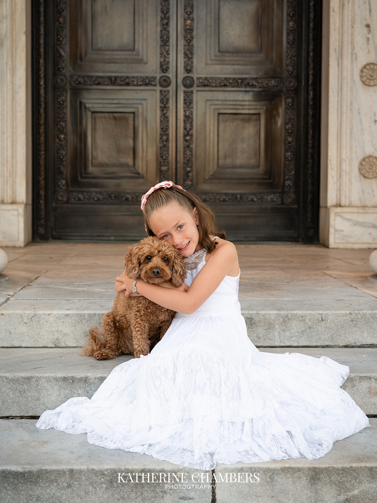 Sweet portrait of Audrey with her dog Henry during a Cleveland family photography session