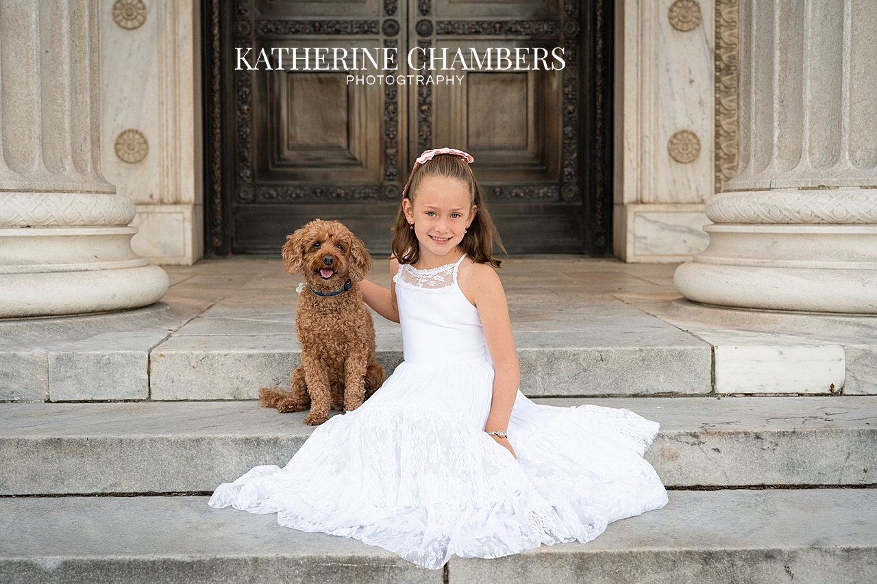 Audrey with her family dog Henry during a Cleveland family photography session