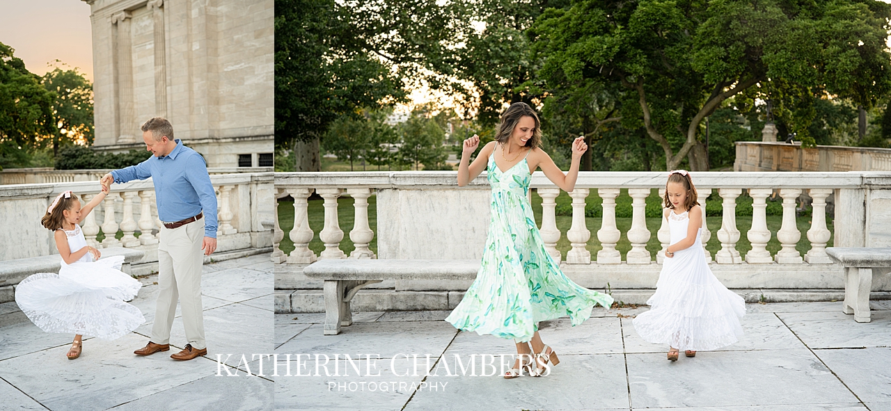 Cleveland Museum of Art family portraits with Audrey in a flowing dress