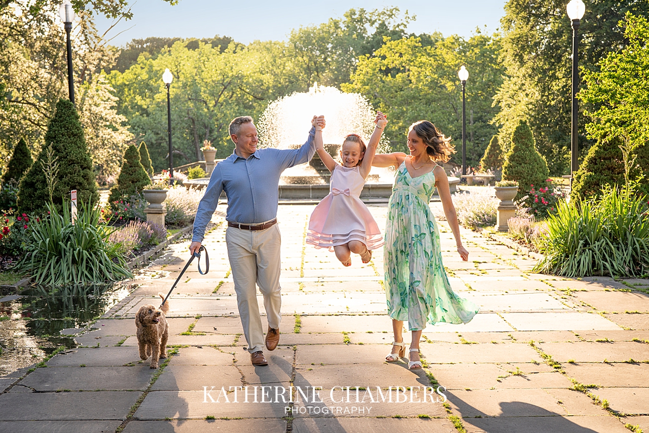 Cleveland family photography session with parents, children and their dog