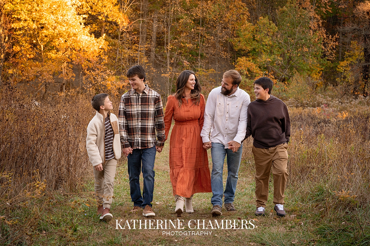 Cleveland fall family portraits of parents with their three sons