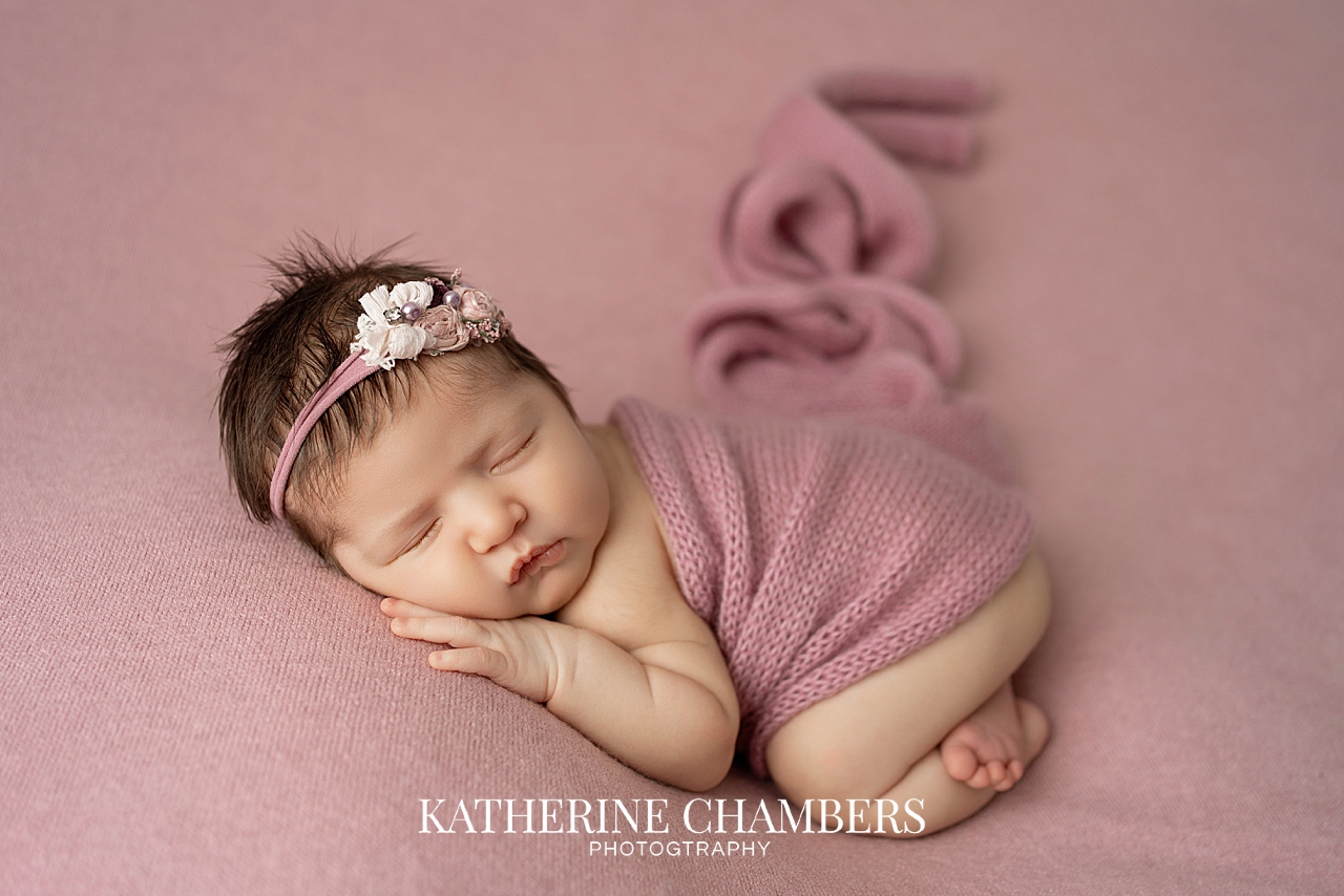 Sweet newborn baby girl Lily studio portrait